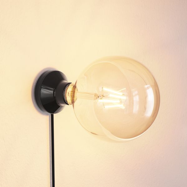 Wandleuchte / Lampenfassung ELEKTRA, Stecker, Schalter, Porzellan, rund (Farbe, Leuchtmittel wählbar) Begrenztes Angebot