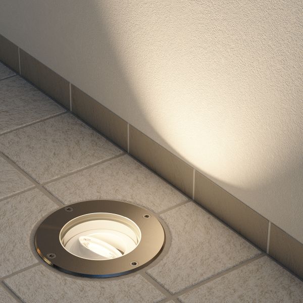 Bodeneinbaustrahler BOFU für außen schwenkbar Edelstahl rund IP67 150mm Ø (Farbe, Leuchtmittel wählbar) Tägliche Deals