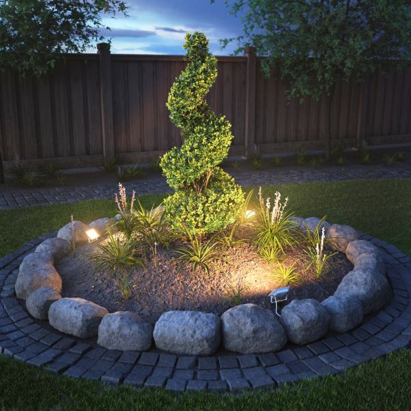 LED Gartenstrahler FLIN mit Erdspieß & Stecker für außen, Scheinwerfer, IP66 wasserfest, 10,9W 837lm warm-weiß (Farbe wählbar) Letzte 2 Tage