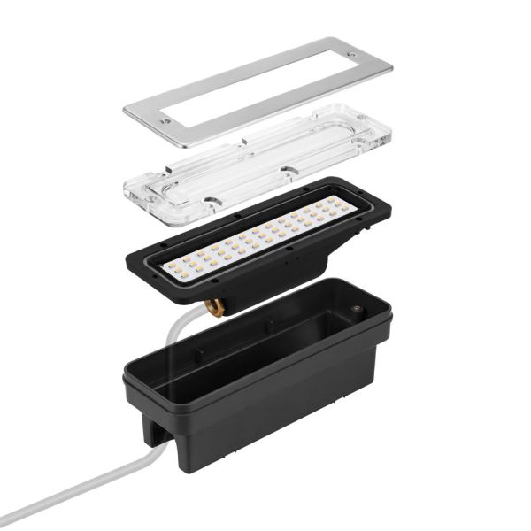 LED Treppenlicht/Wandeinbauleuchte für innen und außen, eckig, edelstahl, 198 x 61mm, 2,2 W, 248lm, warmweiß Discount Store für neue Produkte