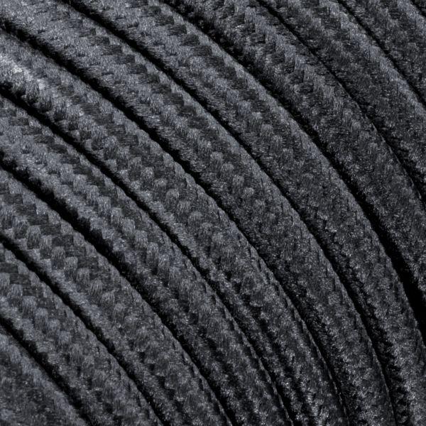 3m Textilkabel RETRA, Vintage, schwarz, E27 Fassung, Stecker, Schalter, Käfig-Schirm, schwarz mit Hanf, 155mm Ø Outlet