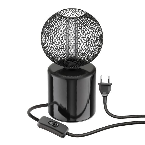 Tischlampe TIPO Porzellan, Stecker, Schalter, schwarz, inkl. E27 LED, G120, extra warmweiß, 4W, 220lm Cyber Monday
