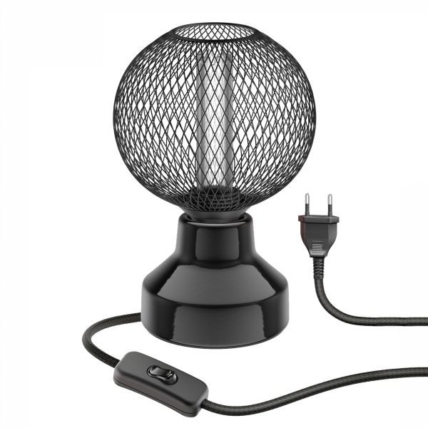 Porzellan Tischlampe TIX, Stecker, Schalter, schwarz, inkl. E27 LED, G120, extra warmweiß, 4W, 220lm Weihnachtsangebot