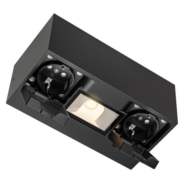 Wandsteckdose WAST für außen, IP44, 2-fach, anthrazit, inkl. LED Downlight, 430lm, warmweiß Valentinstagsangebot