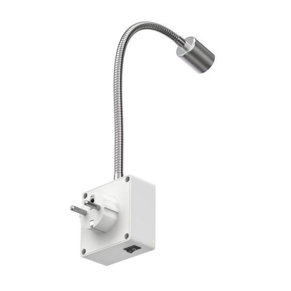 Steckdosenlampe LESCH Leselampe, chrom/weiß inkl. Smart Home GU10 LED Lampe 5,5W, 473lm Jubiläumsangebot