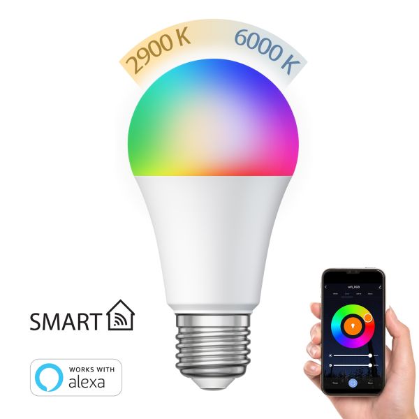 Textilkabel LEHA mit Stecker, Schalter und E27 Fassung, schwarz/weiß, 3m, inkl. Smart Home RGBW LED Lampe, 8,89W, 892lm Große Rabatte