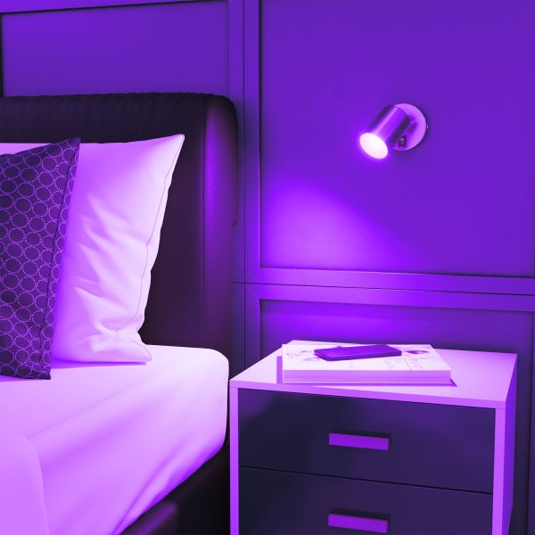 Wandspot WAIKA, einflammig, mit Schalter, GU10, chrom matt, inkl. Smart Home RGBW GU10 LED Lampe, 5,41W, 473lm Bestseller