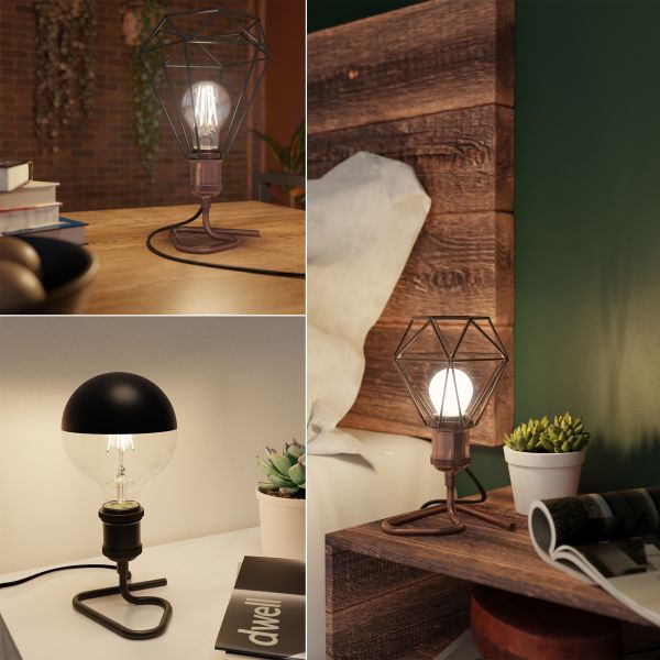 Tischlampe RETRA, Schalter, E27 Fassung, Käfig-Schirm (Farbe, Leuchtmittel wählbar) Nur noch ein Tag übrig