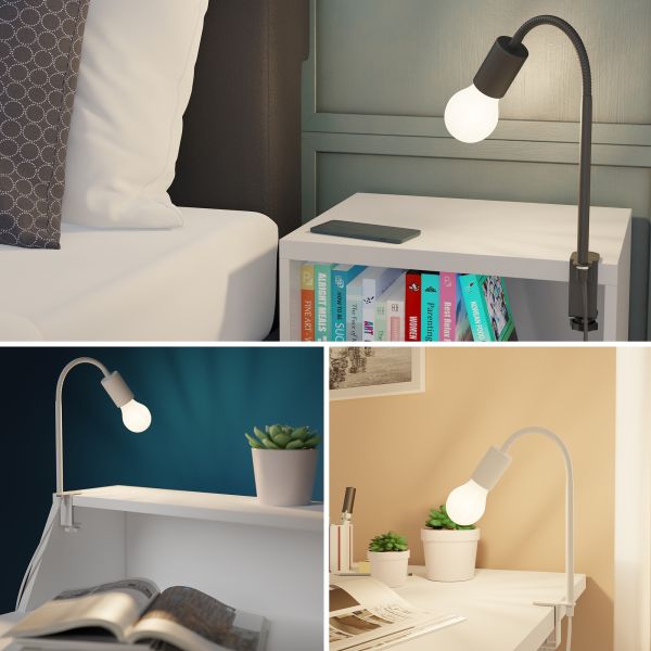 Klemmleuchte LELE mit Schwanenhals, E27 LED Lampe, Smart Home (Farbe, Leuchtmittel wählbar) 2025