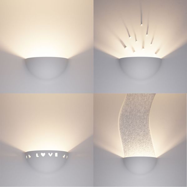 Gips Wandleuchte GIEDI DIY, Einbau, inkl. Smart Home RGBW E14 LED Lampe, 4,925W, 572lm Fabrikpreis