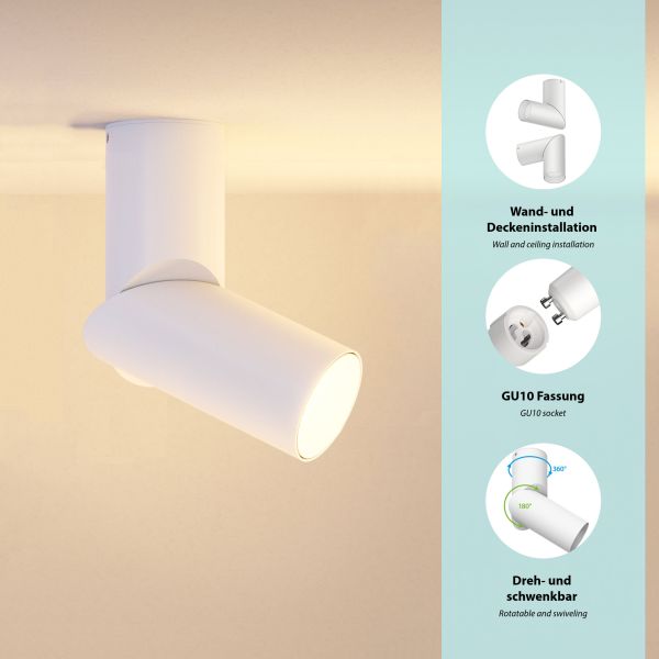Deckenleuchte DAISI, weiß matt + Smart Home RGBW GU10 LED Lampe 473lm Rabatt
