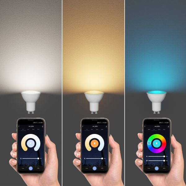 Wandspot WAIKA, zweiflammig, mit Schalter, weiß matt, inkl. Smart Home RGBW GU10 LED Lampen je 473lm Versandkostenfrei