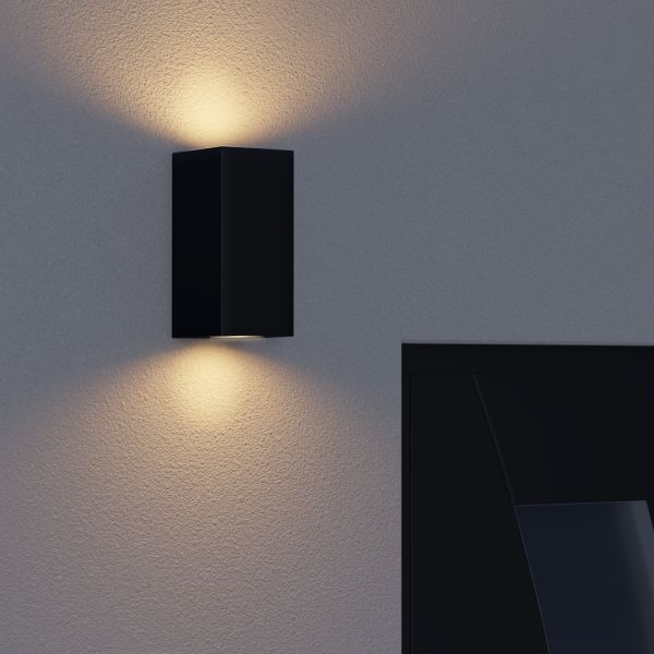 Wandleuchte ALSE für außen, Aluminium, IP54, zweiflammig, eckig, GU10 Up & Downlight (Farbe, Leuchtmittel wählbar) Saisonschlussverkauf