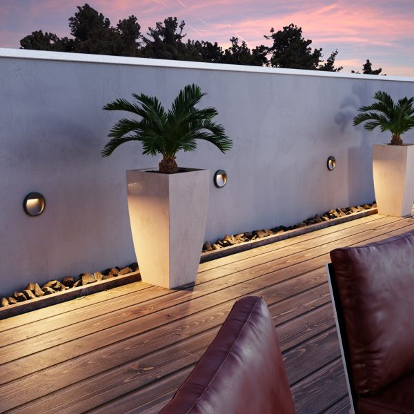 LED Wandeinbauleuchte NOLA, Downlight für außen, IP54, ´105mm Ø (Farbe, Lichtfarbe wählbar) Valentinstagsangebot