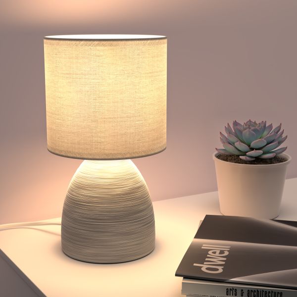 Tischlampe CALA, Keramik, Stoffschirm (Stecker, Schalter) (Leuchtmittel, Farbe wählbar) Exklusive Angebote