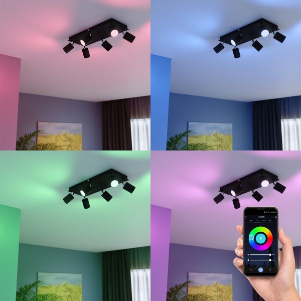 Deckenstrahler WAIKA, sechsflammig, inkl. Smart Home RGBW GU10 LED Lampen je 473lm (Farbe wählbar) Sonderangebote