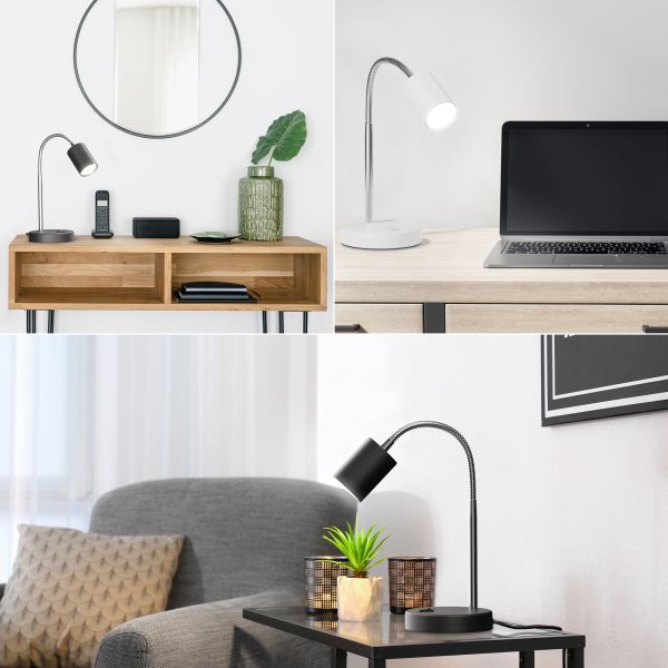 Tischleuchte WAIKA mit Schwanenhals und Schalter, inkl. Smart Home RGBW GU10 LED Lampe, 5,41W, 473lm (Farbe wählbar) Letzter Tag