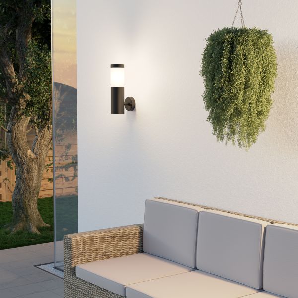 Wandleuchte PORU für außen, Edelstahl, rund + LED Smart Home RGBW Lampe, 892lm (Farbe wählbar) Bis zu 60% Rabatt