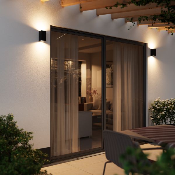 Wandleuchte ALSE Up- & Downlight für außen, Aluminium, eckig, inkl. 2 Smart Home RGBW GU10 LED Lampen, je 10,82W, je 473lm (Farbe wählbar) Kostenloser Versand international