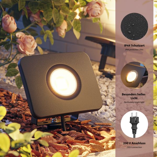 LED Gartenstrahler Wega mit Erdspieß für außen, schwarz, 28,005W, 2361lm, warm-weiß Im Verkauf