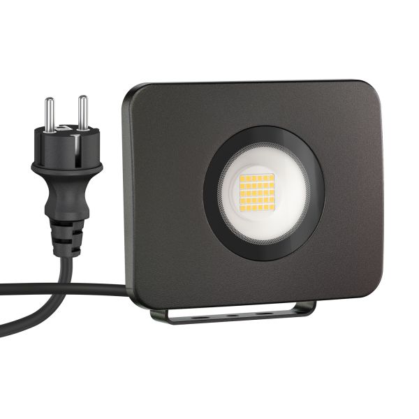 LED Gartenstrahler WEGA für außen, IP44, Stecker, schwarz, 29,6 W, 2361lm, warmweiß