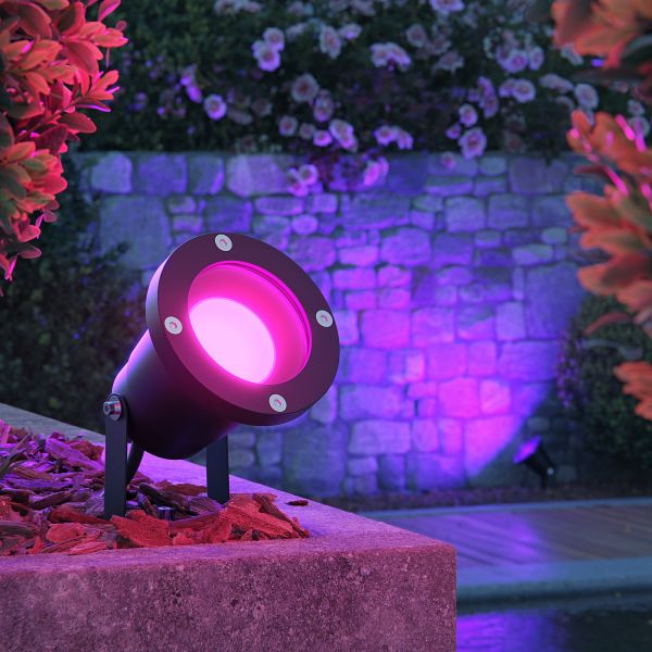 LED Gartenstrahler DUK Erdspieß für außen, Aluminium, IP65, inkl. Smart Home RGBW GU10 LED Lampe, 5,4W, 473lm (Farbe wählbar) Fabrikverkauf