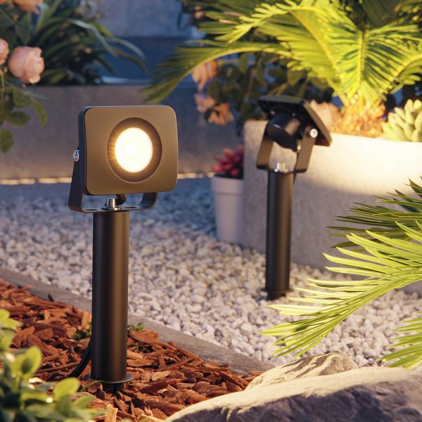 LED Gartenstrahler Wega mit Erdspieß und 15cm Sockel für außen, schwarz, 9,65W (Lichtfarbe wählbar) Fabrik Onlineshop