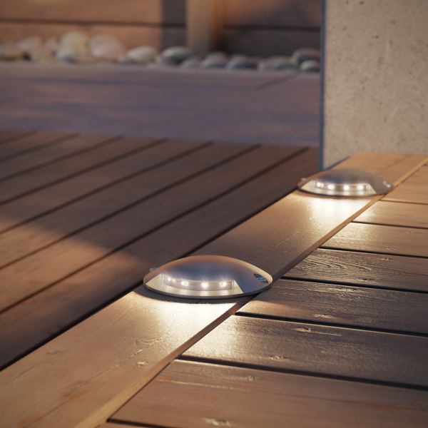 LED Boden-Aufbau-Leuchte Bunda 1-Beam, mit Dämmerungssensor, befahrbar (Farbe, Set, Lichtfarbe wählbar) Große Rabatte