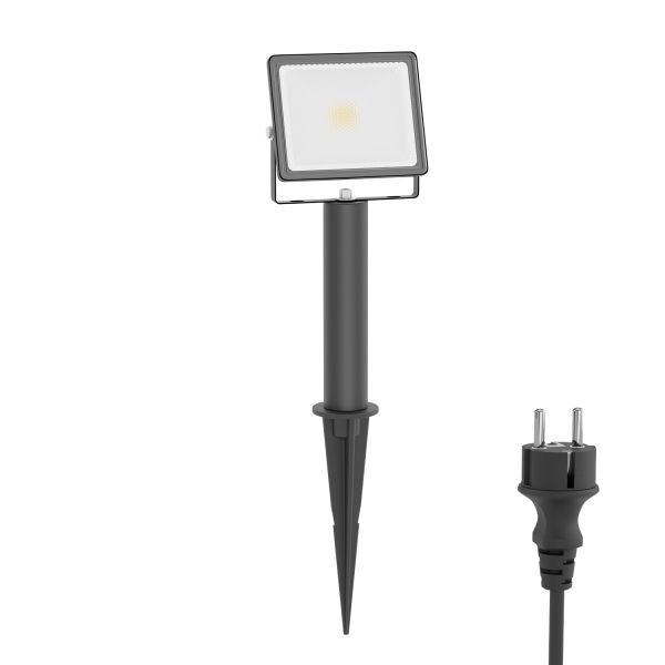 LED Gartenstrahler FLIN mit Erdspieß, 15cm Sockel & Stecker für außen, schwarz, Scheinwerfer, IP66 wasserfest, 10,93W 837lm warm-weiß Tägliche Deals