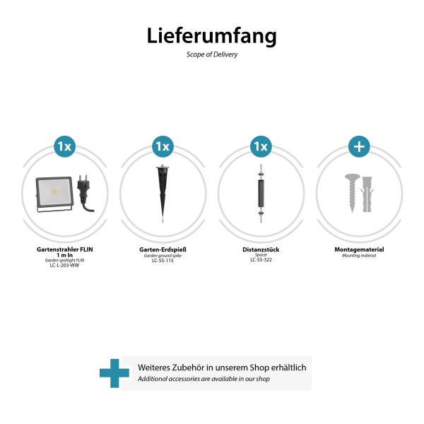LED Gartenstrahler FLIN mit Erdspieß, 15cm Sockel & Stecker für außen, schwarz, Scheinwerfer, IP66 wasserfest, 10,93W 837lm warm-weiß Tägliche Deals