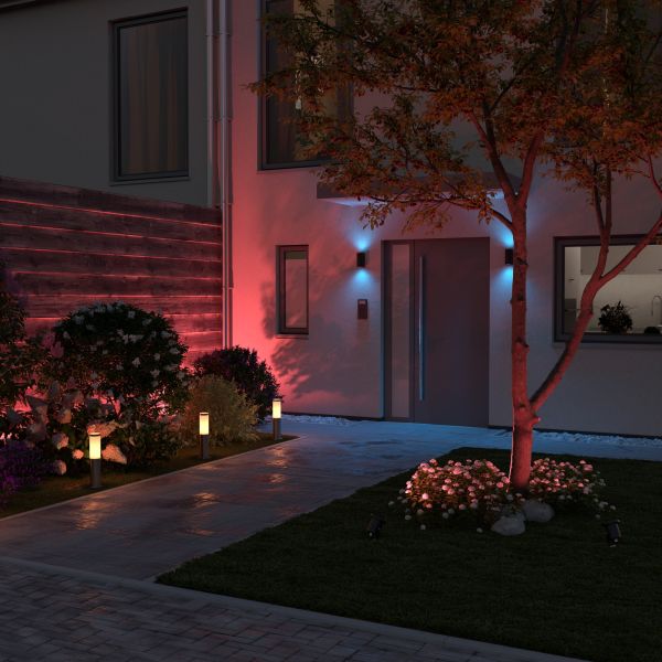 Wandleuchte ALSE Up- & Downlight für außen, Aluminium, rund, inkl. 2 Smart Home RGBW GU10 LED Lampen, je 10,82W, je 473lm (Farbe wählbar) Nur für heute