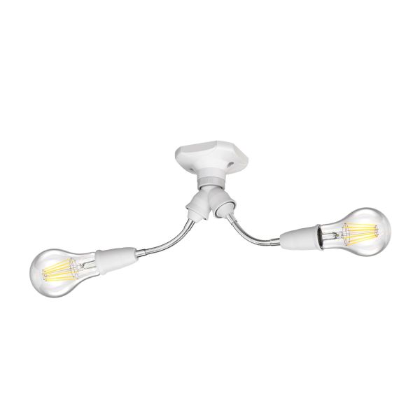Wand-Leuchte Elektra, eckig, mit Schwanenhals zweiflammig, inkl. 2 E27 LED Lampen warm-weiß, je 1600lm Fabrikladen