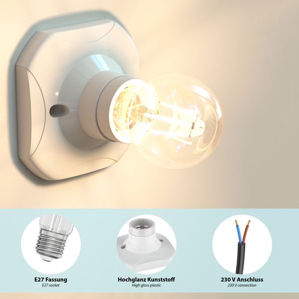 Wand-Leuchte Elektra, eckig, mit Schwanenhals zweiflammig, inkl. 2 E27 LED Lampen warm-weiß, je 1600lm Fabrikladen