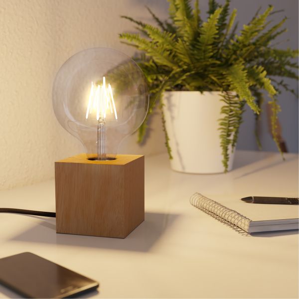 Tischlampe HITO, E27 Fassung, Holz massiv, eckig (Leuchtmittel wählbar) Angebote