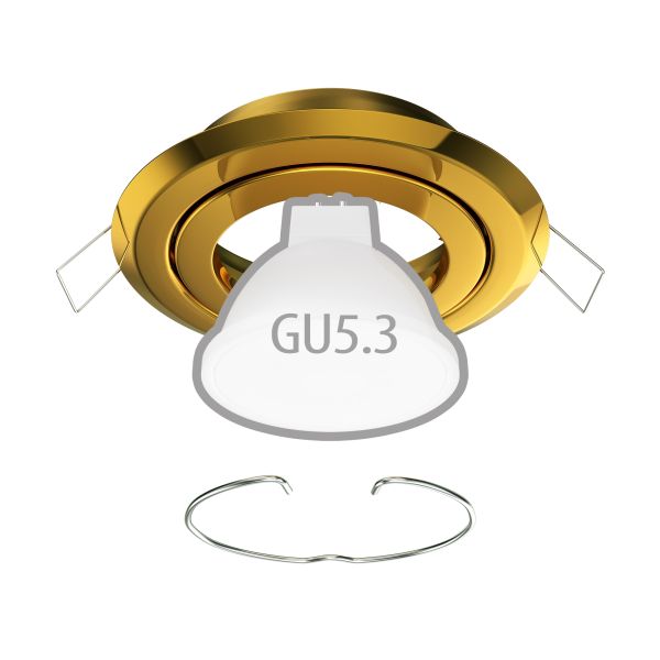 Deckeneinbaurahmen FABI, rund, schwenkbar, gold glänzend, inkl. GU5.3 Fassung Blitzverkäufe