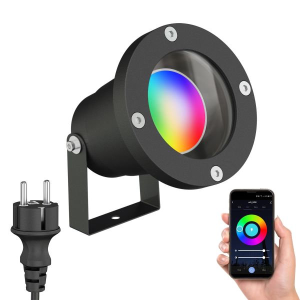 LED Gartenstrahler DUK für außen, Aluminium, IP65, inkl. Smart Home RGBW GU10 LED Lampe, 5,41W, 473lm (Farbe wählbar) Räumungsverkauf