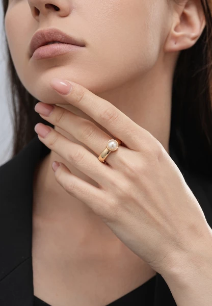 Leslii Ring gold Perle Sonderangebote