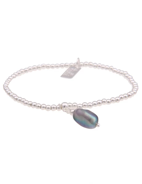 Leslii Armband Natur Zuchtperle Silber Grau Preisnachlass