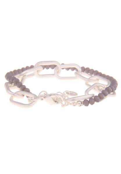 Leslii Armband Glieder Glasperlen in Silber Grau Neueste Mode
