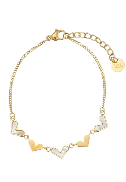 Leslii Armband Perlmutt Herzen Stainless Steel Edelstahl Gold Sonderangebote