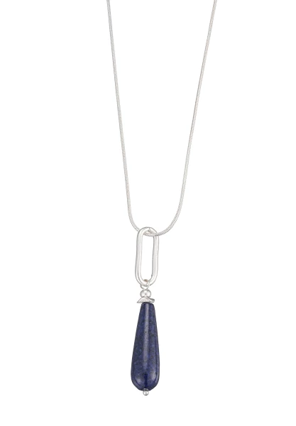 Leslii Lange Halskette Stein-Anhänger Blau Discount Store für neue Produkte