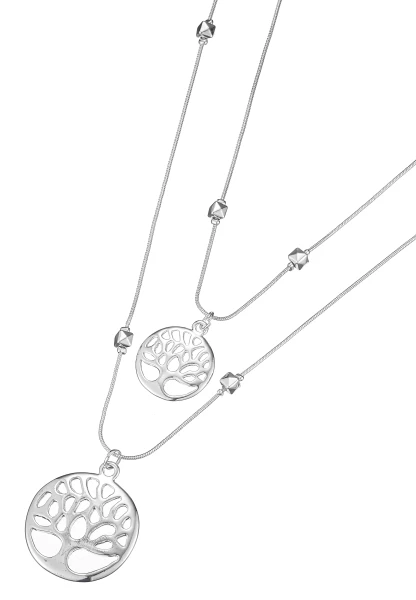 Leslii Lange Halskette Lebensbaum Layering in Silber Kostenloser Versand international