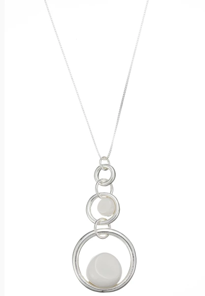 Leslii Lange Halskette Ringe Silber Weiß Rabatte dieses Monats