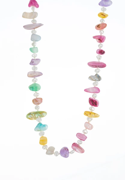 Leslii Lange Kette Perlmutt-Splitter Perlen Bunt im Angebot