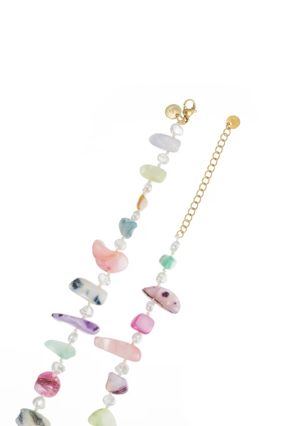 Leslii Lange Kette Perlmutt-Splitter Perlen Bunt im Angebot