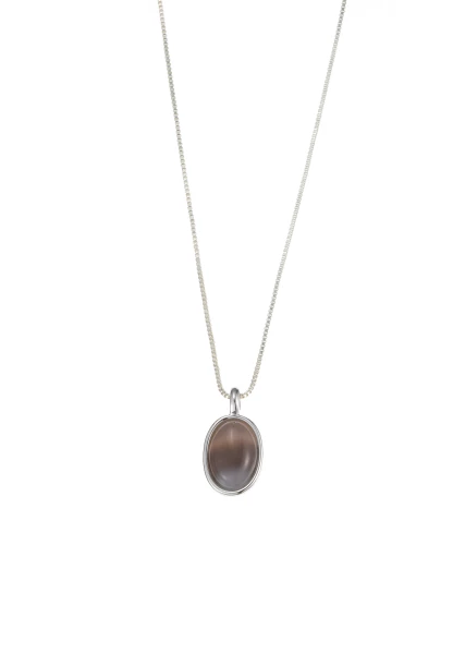 Leslii Kurze Kette Oval Stein Silber Khaki Limitierter Zeitrabatt
