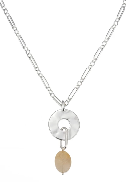 Leslii Lange Halskette Stone Silber Braun Rabatt