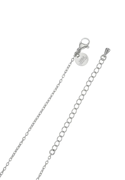 Leslii Lange Kette Oval Stein Edelstahl Silber Flash Sale