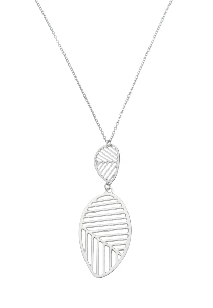 Leslii Lange Kette Blatt Edelstahl Silber Online Shopping