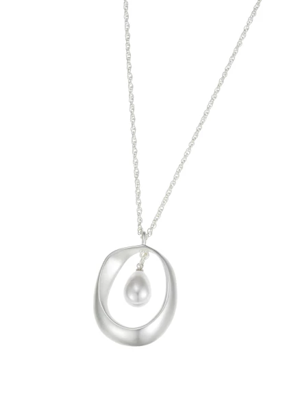 Leslii Lange Halskette Perlen Oval in Silber Muttertagsangebot